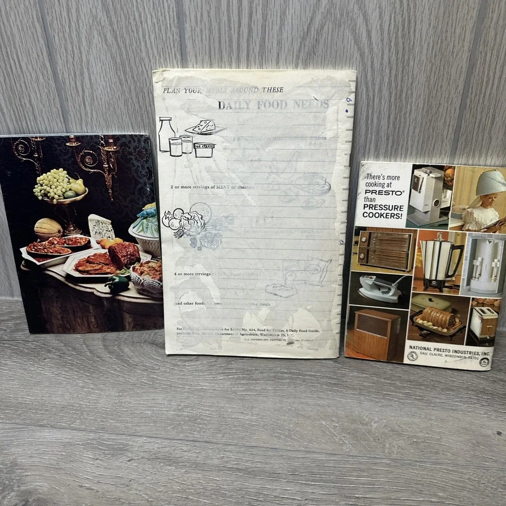 Lot of 3 Vintage Cookbooks Home Canning Presto Pressure Cookers Italian Cooking
